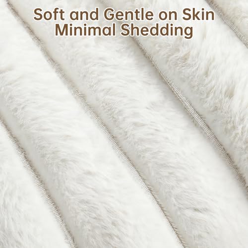 Donut dog and cat bed with faux rabbit fur, soft anti-anxiety calming bed for small dogs and cats, 20 inch white