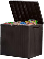 Keter City 30 Gallon Resin Outdoor Storage Box and Patio Furniture Side Table