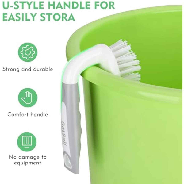Setsail Heavy-Duty Scrub Brushes with Stiff PET Bristles for Cleaning Shower, Bathroom, and Kitchen (2-Pack)