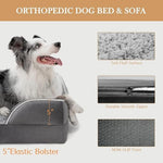 Grey Comfort Expression Orthopedic Dog Bed for Extra Large Dogs 42x30 Inch with Waterproof Bolsters