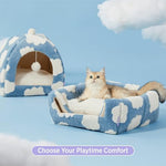 lesure cute cat bed for small indoor pets with removable washable pillow blue 16 inches