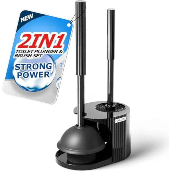 2-in-1 toilet plunger and brush set with extended handle for easy bathroom cleaning and maintenance