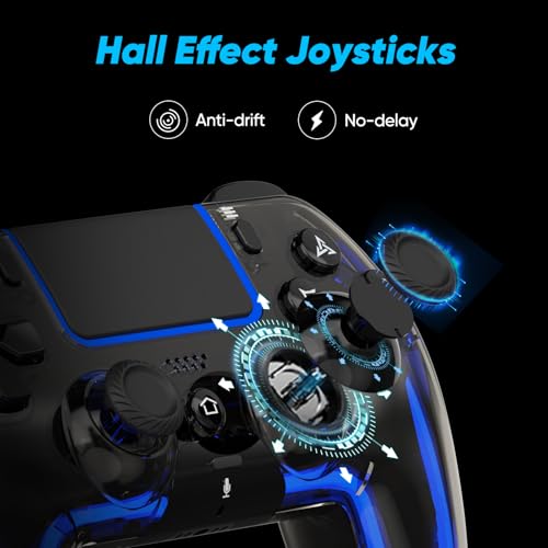 BETMI Wireless Controller for PS5, Pro/Slim/MAC/Steam Deck/PC, Hall Effect Joystick, Dual Vibration/Marco/Turbo, 3.5mm Jack, 6-Axis, Mute Key, LED Gamepad with Speaker (4 Lighting Effects, 9 Light Colors)
