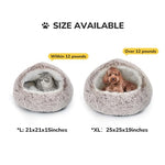 CATISM plush hooded cat bed, calming nest, self-warming cave for indoor cats or small dogs, removable washable cover with non-slip bottom