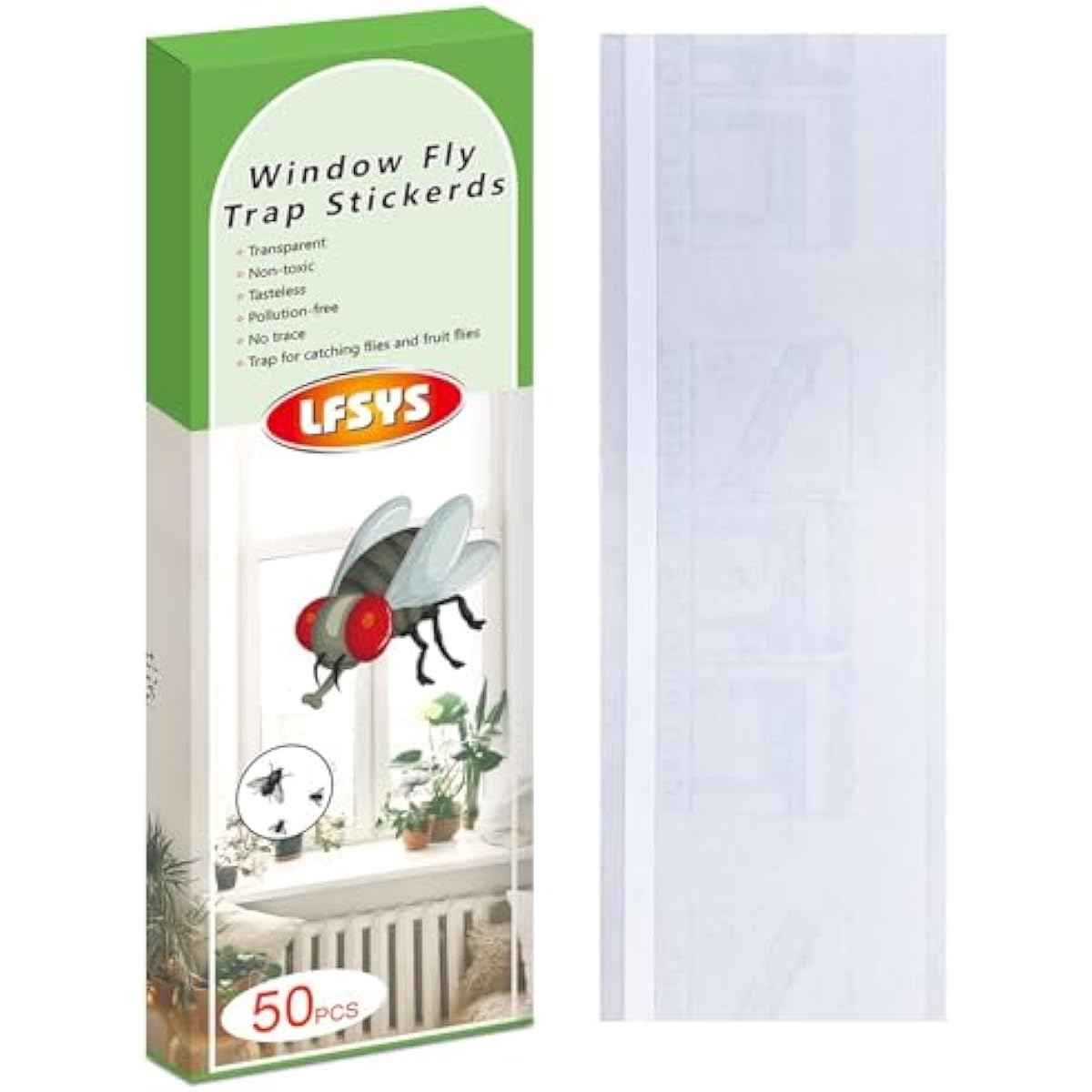 50 Pack Window Fly Trap, Fruit Fly Traps for Indoors, Fly Paper Sticky Strips, Fly Traps for Indoors Clear