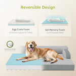 xl orthopedic dog bed, extra large dog bed, dual-sided pet cooling beds with memory foam, light grey