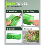 Motel Mouse Humane Mouse Traps No Kill Live Catch and Release 4 Pack - Reusable, Easy to Use & Clean, No Touch Release, Sensitive Includes Cleaning Brush, Instruction Manual & Video - Mousetrap Indoor