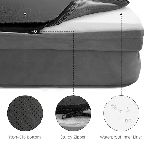 Orthopedic dog bed with sides for medium dogs, supportive foam couch bed with grey removable cover