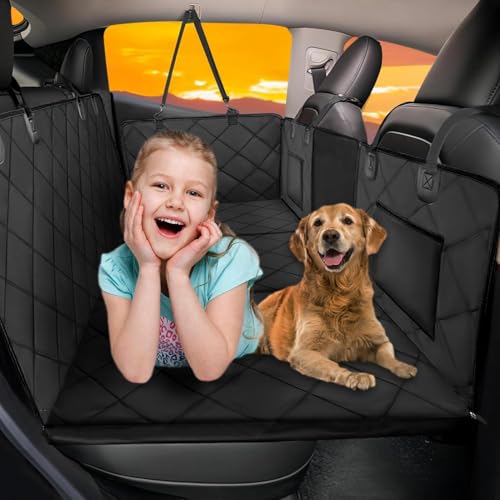 rouwinne large space dog car seat cover back seat extender 420lbs load capacity waterproof pet bed