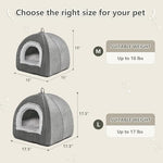 grey cat bed cave for indoor cats kittens and small pets foldable washable 15 inches