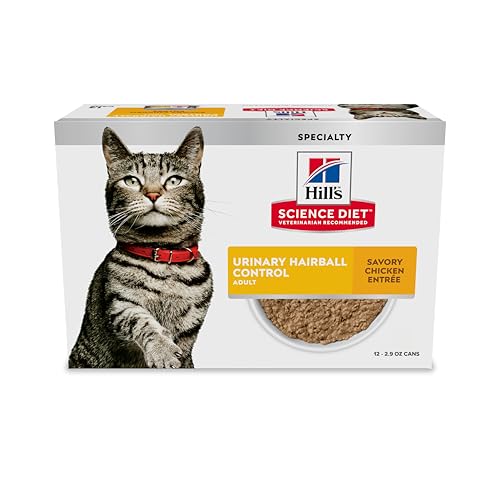 Hill's Science Diet Urinary Hairball Control, Adult 1-6, Urinary Track Health & Hairball Control Support, Wet Cat Food, Chicken Minced, 2.9 oz Can, Case of 12