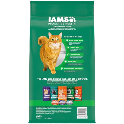 iams proactive health senior dry cat food with chicken, 7 lb bag, complete and balanced nutrition