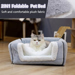grey cat bed for indoor cats foldable cat cave anti-slip water-resistant bottom cat houses for small dogs