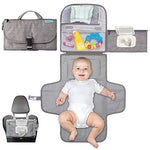 Kopi Baby Portable Diaper Changing Pad - Grey, Classic, 7.35 x 11.5 inches, Foldable, Infant Travel Station Kit, Newborn Gift