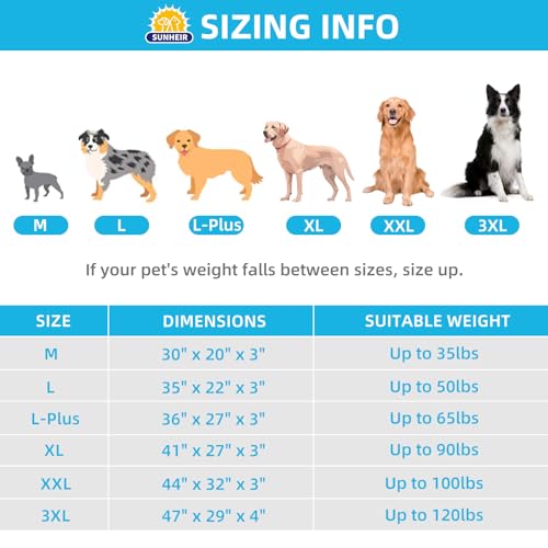 Sunheir Orthopedic Dog Bed for Large Dogs - Grey, Waterproof, Removable, Washable, Egg Foam, Anti-Slip, Deluxe Plush Pet Bed Mat