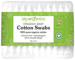 Sky Organics organic baby cotton swabs, 60 count, ultra soft, baby safe tips, strong and durable, hypoallergenic, chlorine free