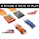 FLAT 2 FAST Original Stunt Card Racer – Flat Car Racer and Pocket Size Racecar Launcher with Built-in Button for Stunt Launching and Racing – Compact – Crimson Red