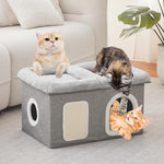windracing extra wide cat house light grey foldable cat cave bed kitten condo 24.4x16.9x14.2 inches