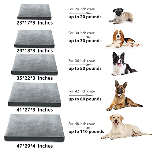 gray waterproof deluxe plush dog bed with removable washable cover anti-slip bottom for large medium small dogs 35x22 inch