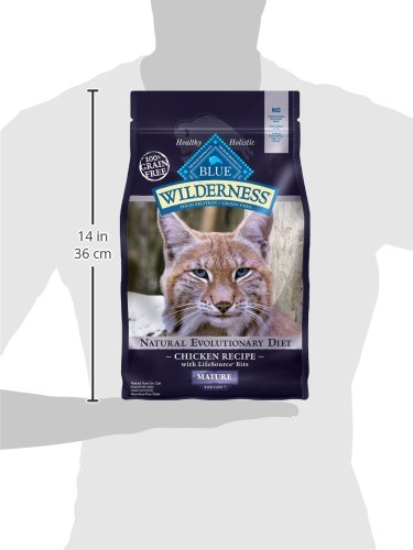 blue buffalo wilderness natural mature dry cat food 7+ years high-protein grain-free chicken 5-lb bag