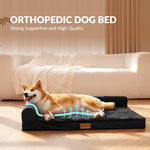 pantas lague large orthopedic dog bed 36''x24'' black waterproof bolster pet sofa beds