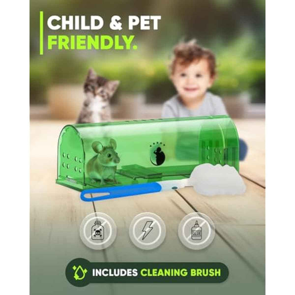 Motel Mouse Humane Mouse Traps No Kill Live Catch and Release 4 Pack - Reusable Indoor Mouse Catcher