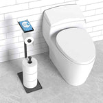 CISILY Black Toilet Paper Holder Stand with Phone Shelf, Bathroom Toliet Decor Decoration. Tissue Roll Free Standing Storage, Rv Accessories, Apartment Restroom Household Home Essentials