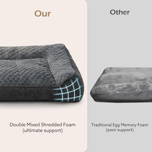 JOEJOY XL Orthopedic Dog Beds Large Sized Dog, Extra Thick Supportive Big Dogs Couch Bed with Sides, Ultra Soft Pet Bed Sofa for Large Dogs, Grey, 42''x30''
