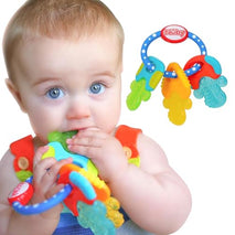 Nuby Silicone Soothing Baby Teether Keys for Infants - Gentle for Sore Gums - Blue