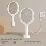 GeckoMan Rotating Head Electric Fly Swatter Racket Rechargeable Bug Zapper Racket Bug Zapper Indoor Fly Zapper Mosquito Zapper Flies Killer for Indoors, with a Telescopic Extension