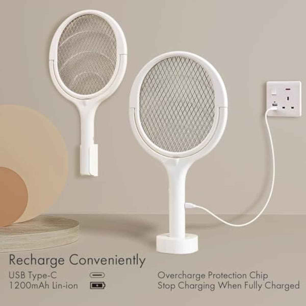 geckoman rotating head rechargeable bug zapper racket mosquito killer indoors