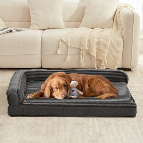 windracing orthopedic dog bed large gray xl 40x28 inch non-slip washable