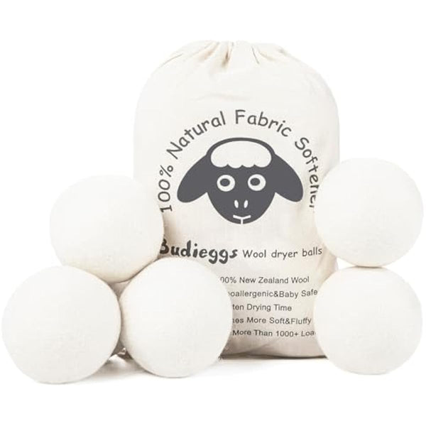 wool dryer balls organic xl 6-pack 100% new zealand wool chemical free softener for 1000+ loads baby safe