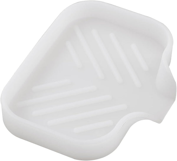MicoYang silicone bathroom soap dish with drain spout, sink organizer, and sponge holder, 4.9 x 3.2 inches