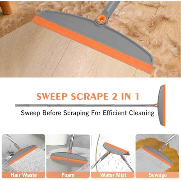 54 inch adjustable multifunction silicone floor squeegee broom for bathroom kitchen tile pet hair cleaning