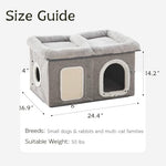 windracing extra wide cat house light grey foldable cat cave bed kitten condo 24.4x16.9x14.2 inches