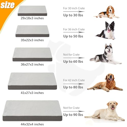 ksiiia orthopedic dog bed for large dogs deluxe plush washable pet mat with egg crate foam 35 x 22 inch gray