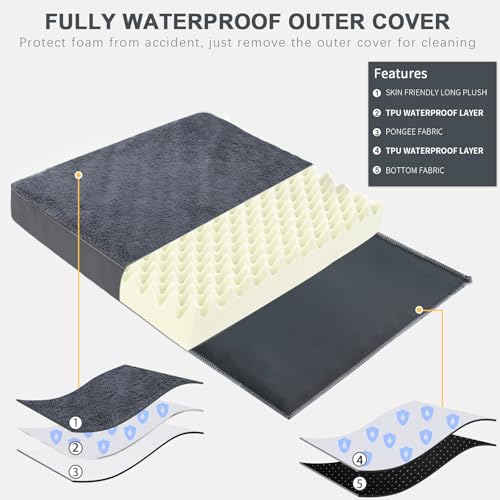 mihiikk water proof dog bed medium size dog orthopedic beds crate grey 35x22 inch
