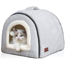 grey cat bed for indoor cats foldable cat cave anti-slip water-resistant bottom cat houses for small dogs