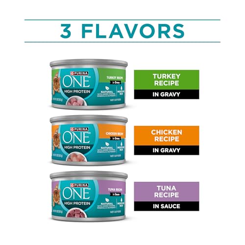 purina one natural high protein cat food variety pack turkey chicken and tuna recipes 2 packs of 12 3 oz cans