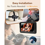 Rohent HD 1080P rear-facing baby car camera with 150° wide-angle lens, night vision, and adjustable display