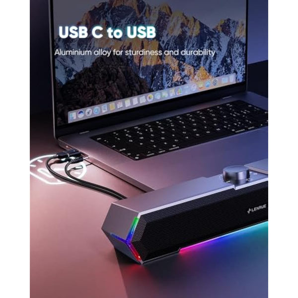 lenrue g11 computer speakers with clear sound and touch lights for pc desktop laptop monitor