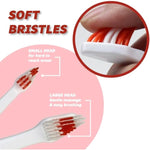 Red Pet Toothbrush for Medium & Large Dogs and Cats with Soft Bristles - Easy Teeth Cleaning