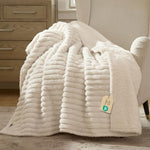 Bedsure ComfyFleece waterproof dog blanket for large dogs, soft corduroy fleece, 50x60 inches, cream color