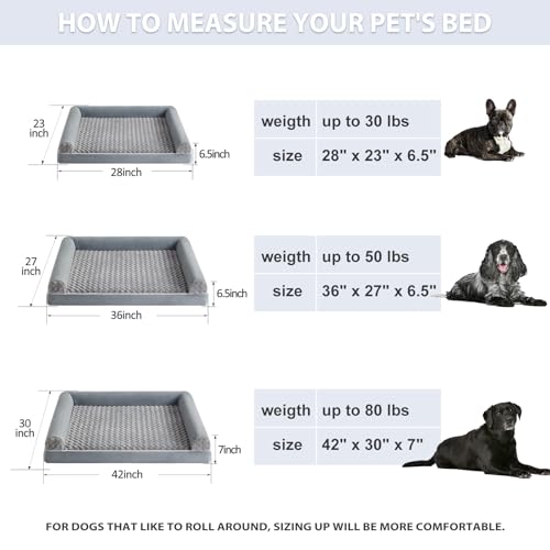 BFPETHOME orthopedic dog bed for medium large dogs, waterproof couch pet bed with removable cover
