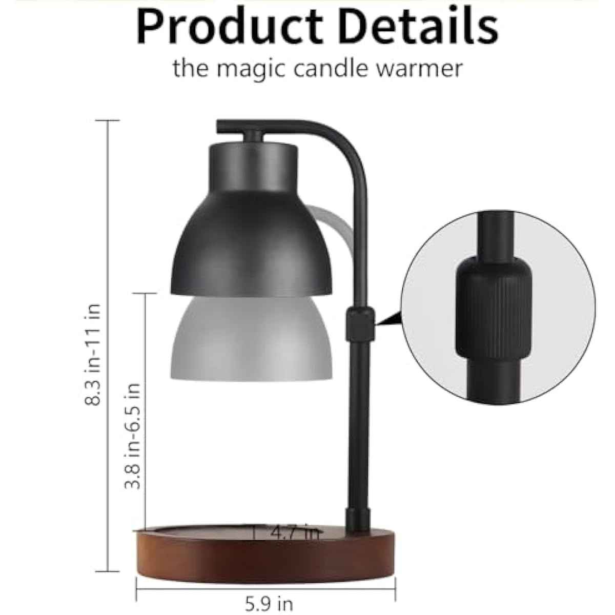 Dimmable Candle Warmer Lamp, Adjustable Height Electric Wax Melt Warmer for Jar Scented Candles, Suitable for Home Office Decor, Birthday Gifts