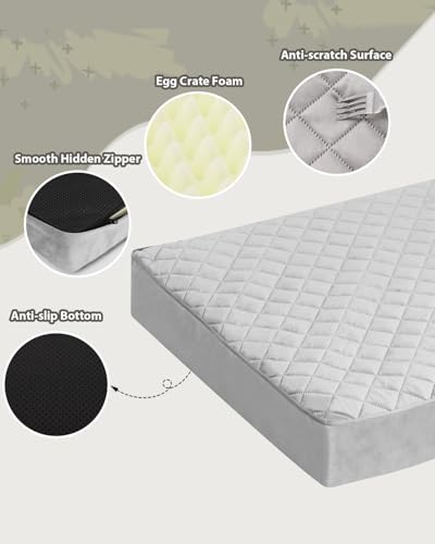 Orthopedic large dog bed with waterproof cover and non-slip base, 41x27 inch light gray