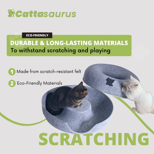 Light Gray Large Cattasaurus Peekaboo Cat Cave Donut for Multiple & Large Cats up to 30-45 lbs