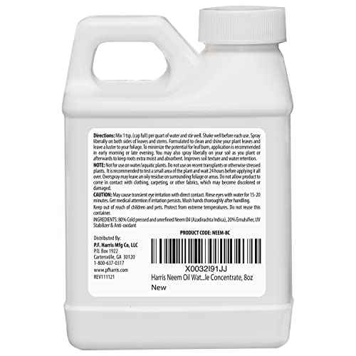 HARRIS Neem Oil Cold Pressed Water Soluble Concentrate, Makes 12 Gallons