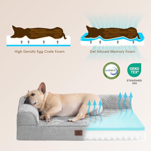 EHEYCIGA orthopedic dog bed, grey, medium, memory foam, nonskid bottom, water resistant cover for crate use